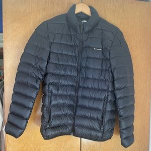 Roots packable Down jacket in black with attached bag